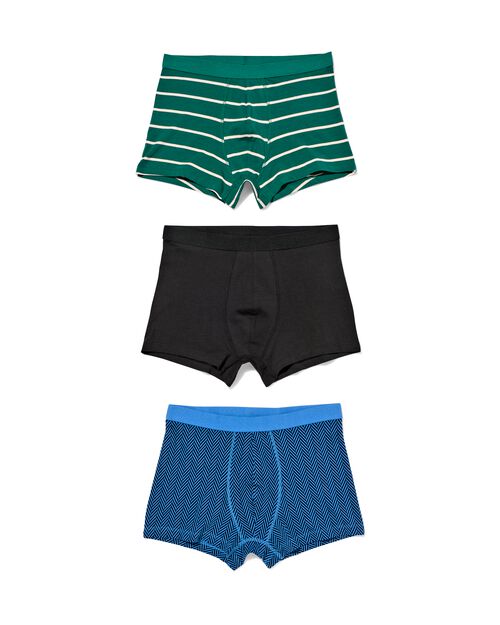 boxers courts en coton extensible rayés homme - lot de 3 vert
