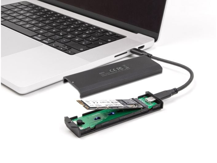 Delock Externes Gehäuse M.2 NVMe PCIe, SATA SSD USB-C, 20 G Delock Externes USB Type-C 20 Gbps Combo Gehäuse für M.2 NVMe PCIe oder SATA SSD – werkzeugfrei