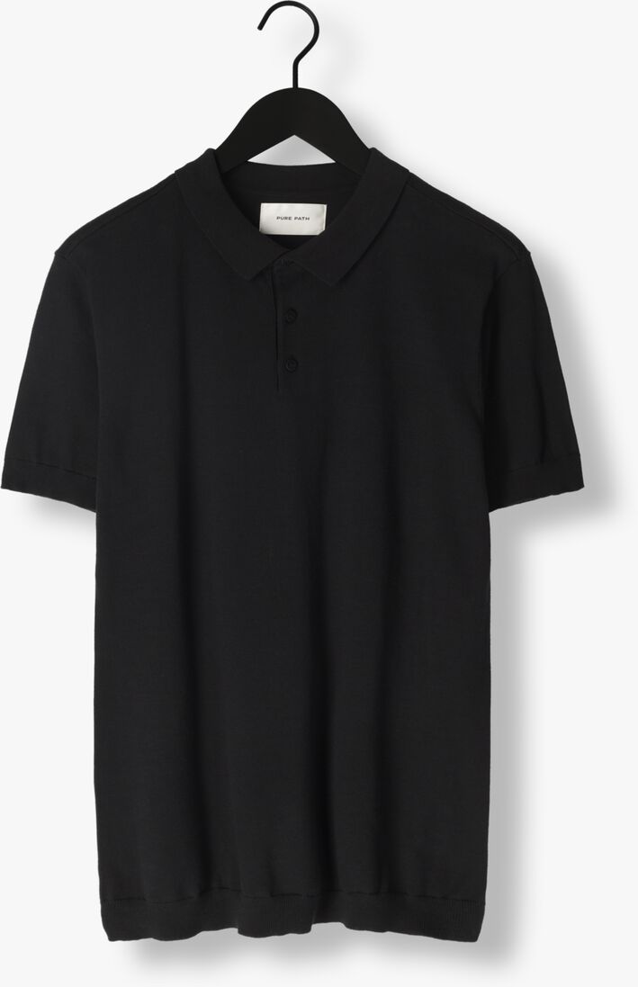 PURE PATH zwarte pure path polo knit polo with chestprint