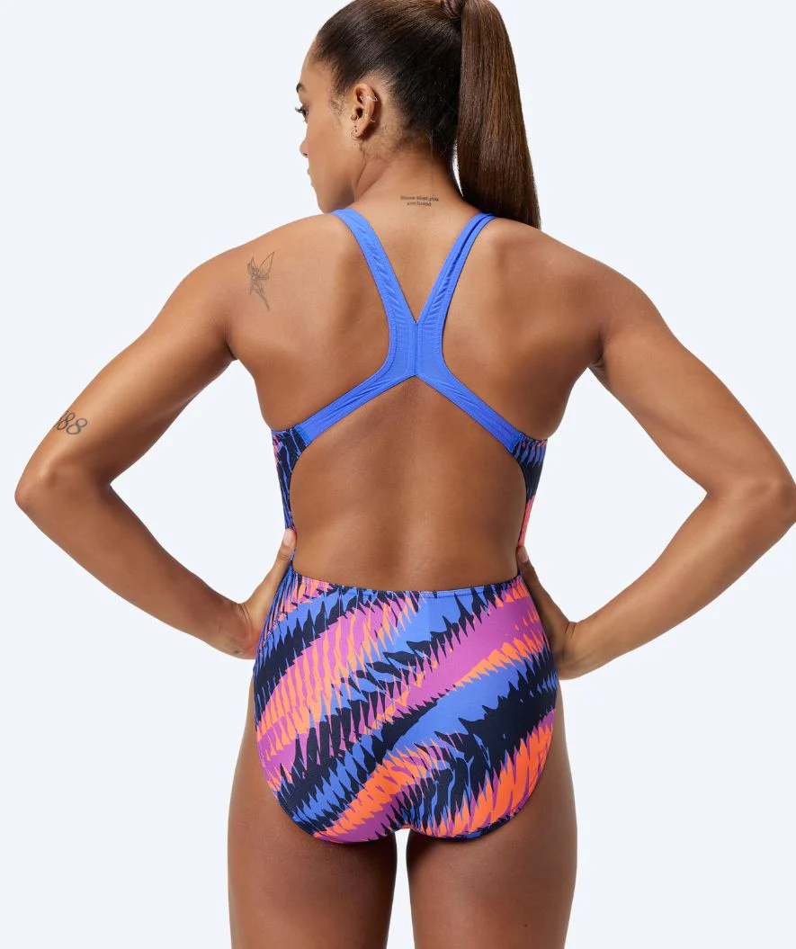 Speedo badedragt til damer - Allover Digital Powerback - Blå/orange