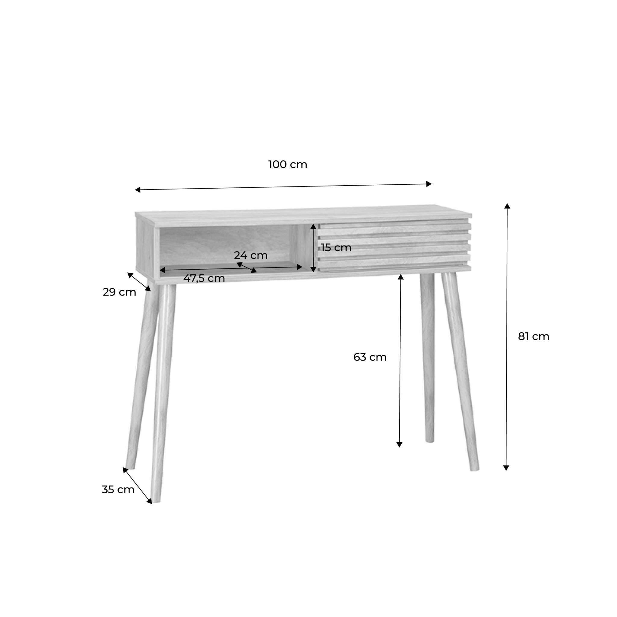 sweeek - Sidetable, B100 x D29 x H81cm