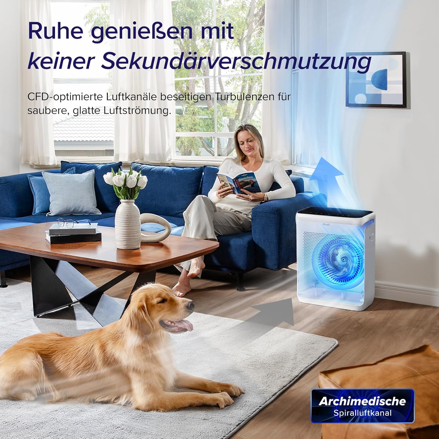 LEVOIT Luftreiniger Allergiker mit Tiermodus, bis zu 108 ㎡ Raucherzimmer Wohnung, Dualsensor&Waschbarer Vorfilter, HEPA Luftfilter gegen 99,97% von Tierhaare&-gerüche Schimmel Pollen Staub