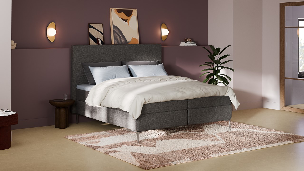 Boxspring Emerald - Linen touch dark grey