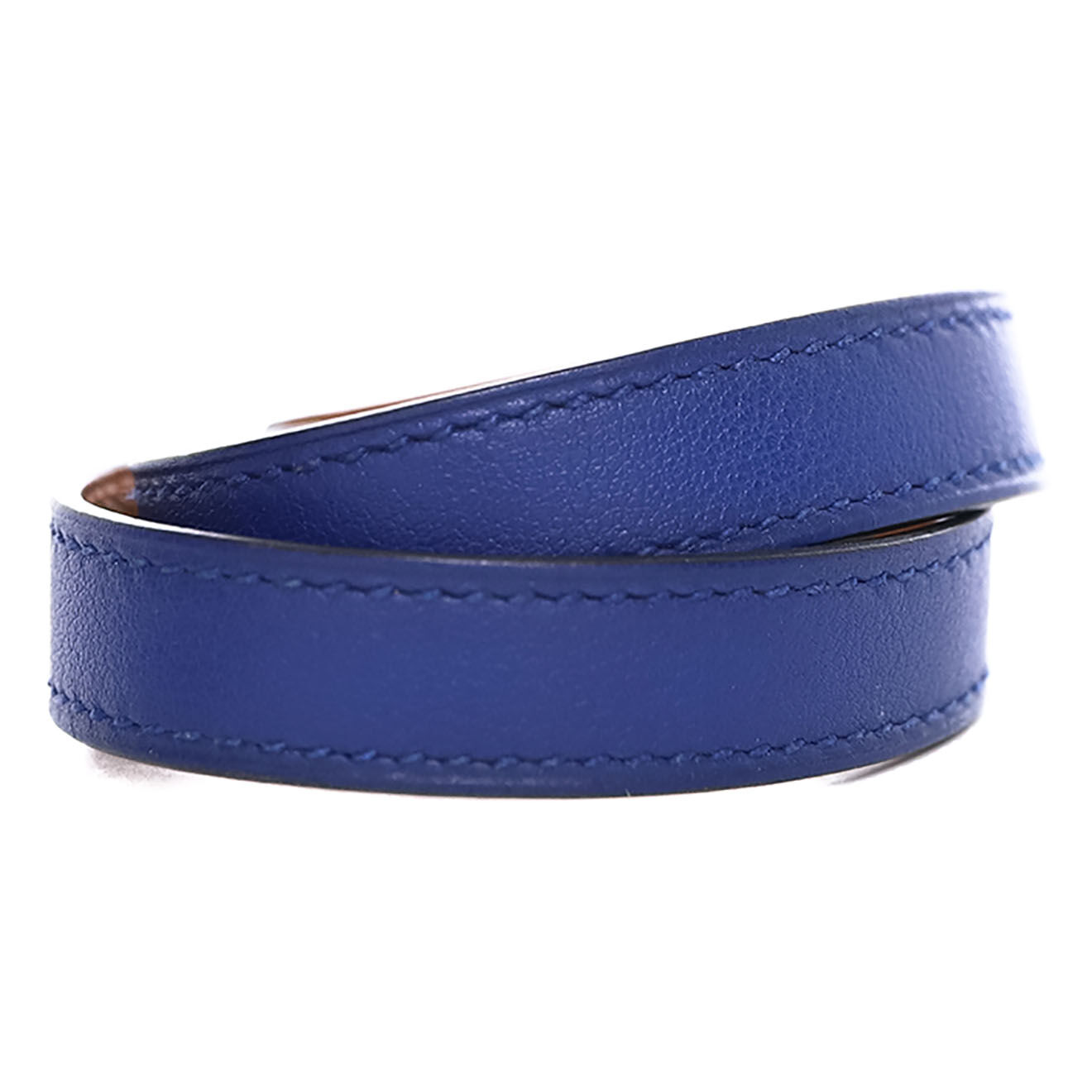 Hermès Bracelet double tour Kelly en Cuir bleu - Très bon état