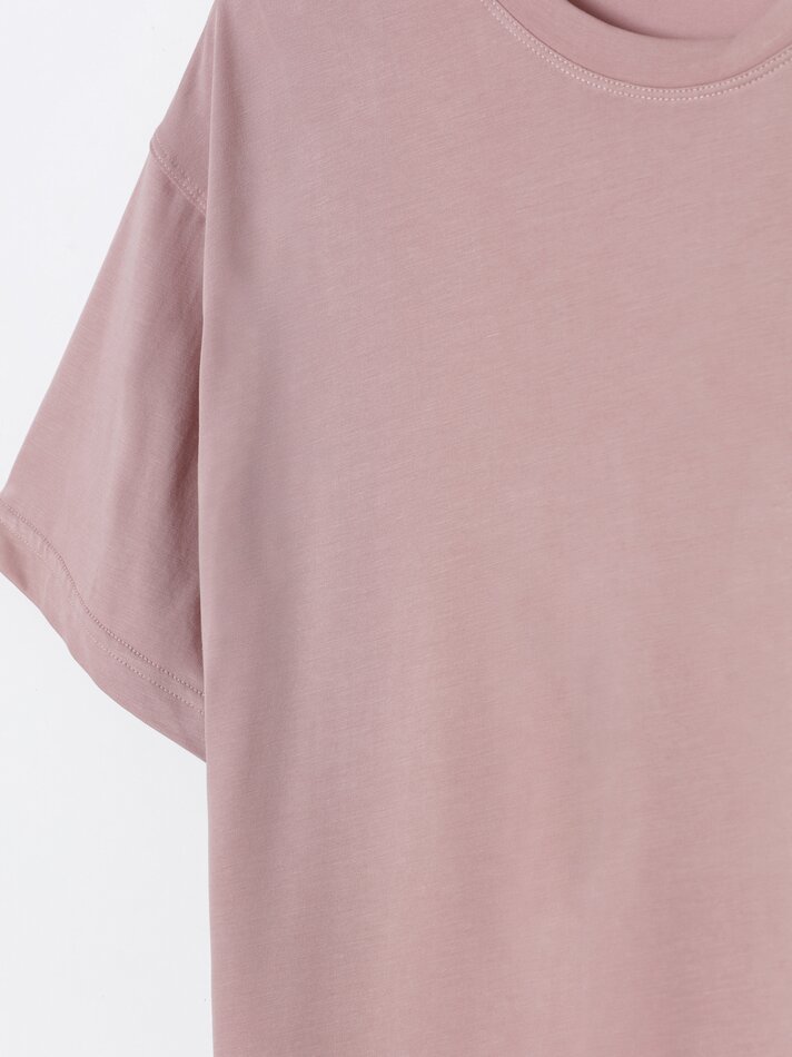 Camiseta de manga curta e modelagem solta - Rosa