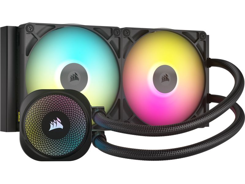 Corsair Wasserkühlung ICUE Link Titan 280 RX RGB Schwarz CPU-Flüssigkeitskühler mit RX140 RGB-Lüftern