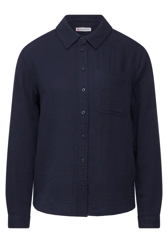 Musselin Hemdbluse - deep blue