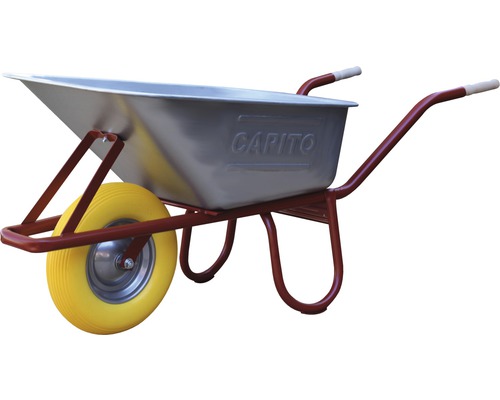 CAPITO Professionele Diepe Bak Kruiwagen EUROCAR 100 Liter Diepe Bak, Massief Rubberen Wielen met Groefprofiel en Stalen Velg incl. Ergonomische Beukenhouten Handgrepen
