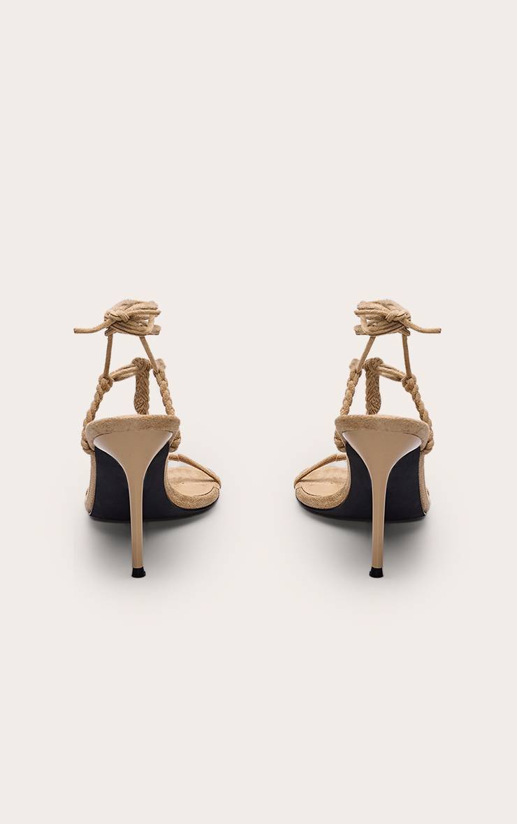 Sable Sandales À Talons Avec Bride En T Tressée En Synthétique