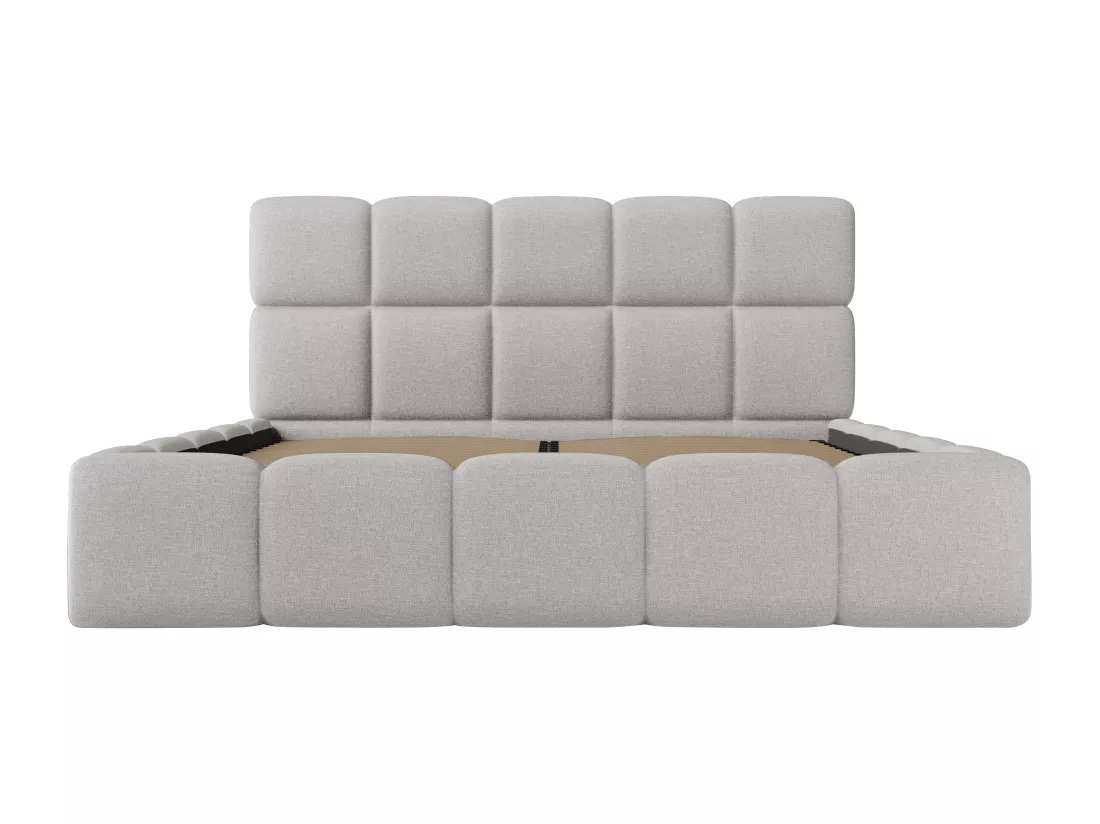Lit coffre 180 x 200 cm - Tissu chiné - Gris clair - DAMADO de Pascal Morabito