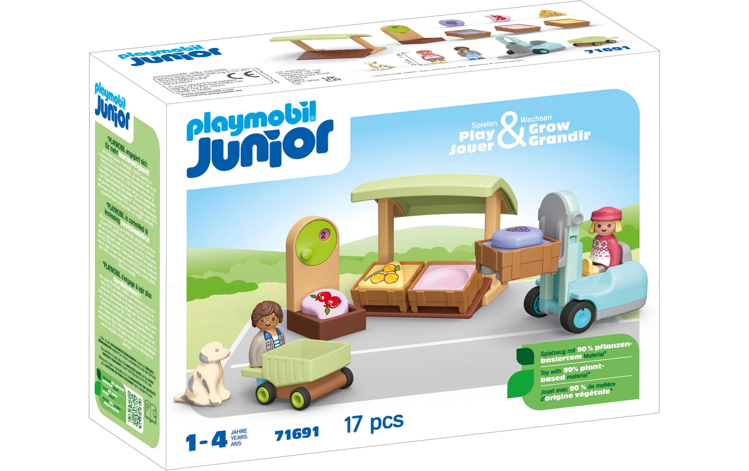 Junior Bio-Marktstand & Gabelstapler 71691Nachhaltiges Spielset aus pflanzenbasiertem Kunststoff