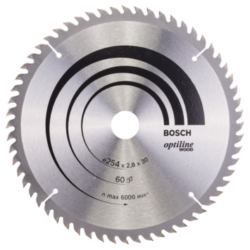 Bosch cirkelzaagblad Optiline voor hout 60 tanden - 254 x 30 x 2,8 mm