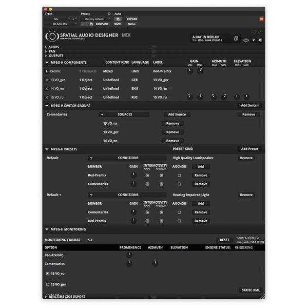 New Audio Technology Spatial Audio Designer Filmstage Version