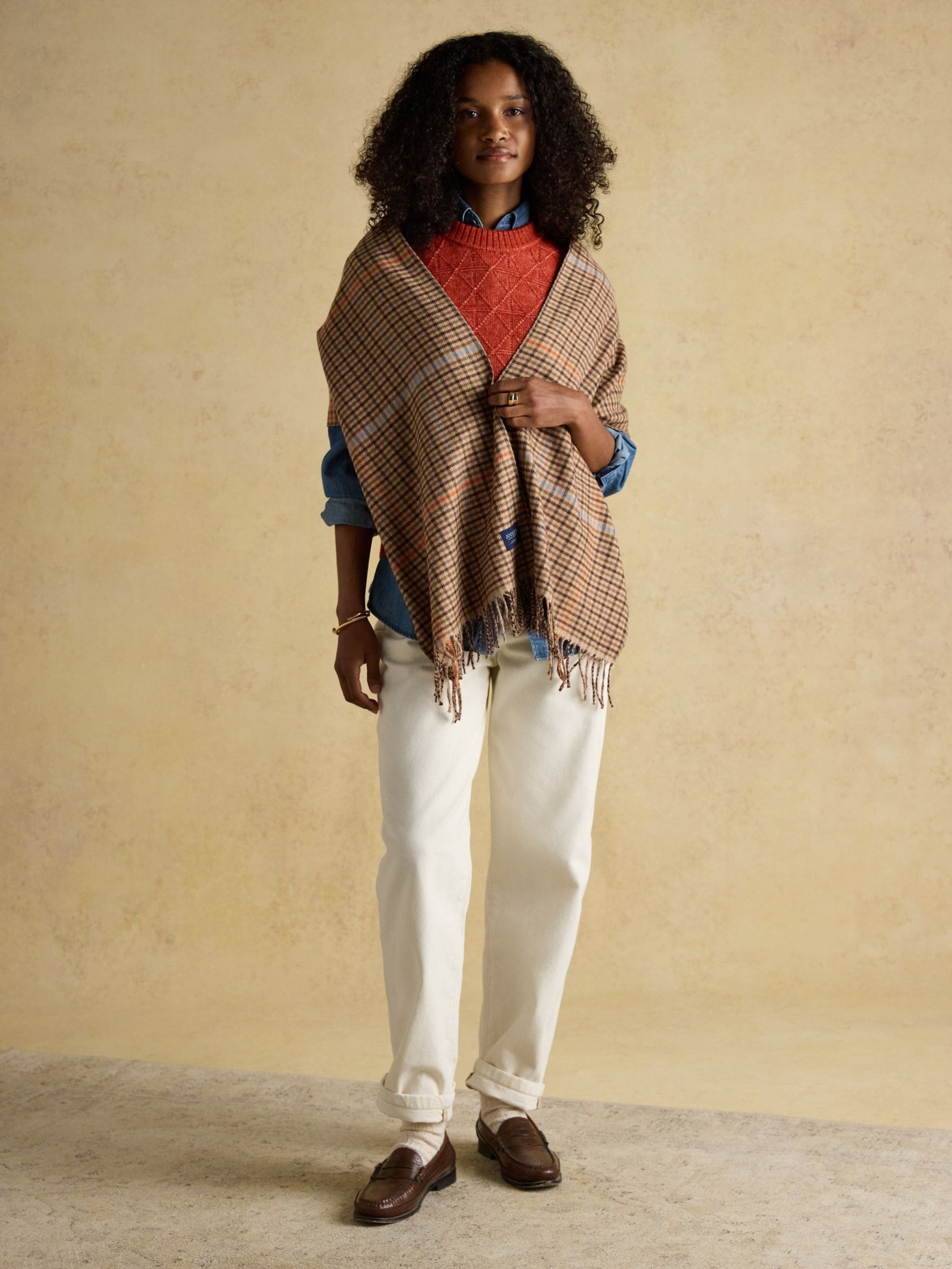 Bruin geruit - Joules Langtree Large Scarf