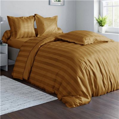 Linge de lit satin de coton uni et rayé Lauréat