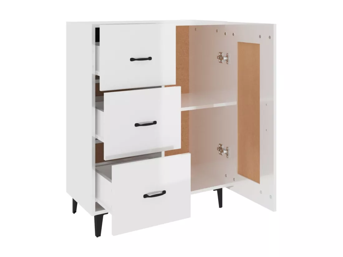 Buffet Blanc brillant 69,5x34x90 cm Bois d'ingénierie