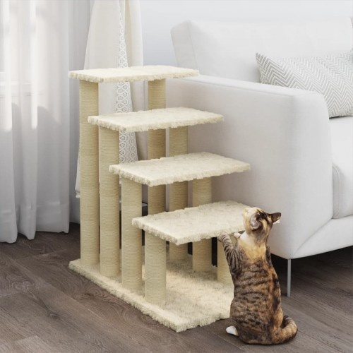 Arranhador para gatos de quatro níveis vidaXL na cor creme