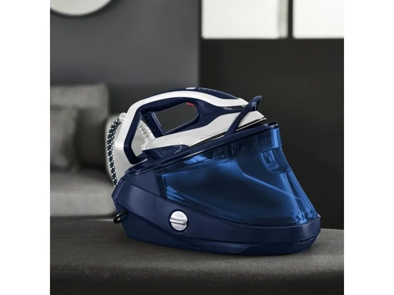 Tefal Pro Express Vision GV9812E0 - Dampstrygejern med automatisk afbrydelse - såleplade: Durilium AirGlide Autoclean - 3000 W - kjoleblå/hvid