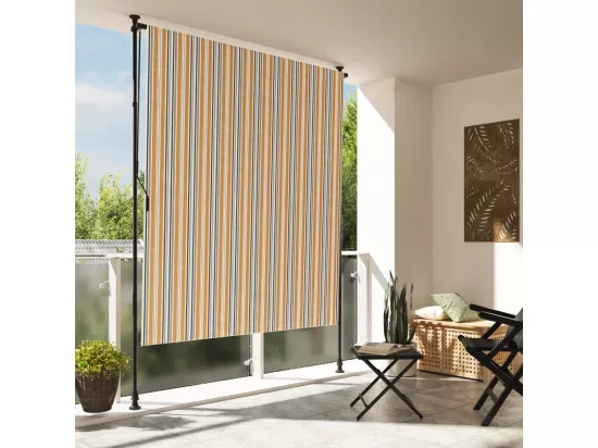 Store roulant d'extérieur jaune et blanc 150x270 cm tissu acier