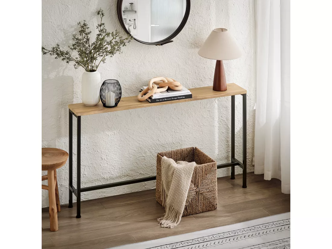 SoBuy FSB19-E Table Console, Table d'appoint, Bout de canapé, Table d’entrée pour Salon, Chambre, Cadre et 4 Pieds en Fer