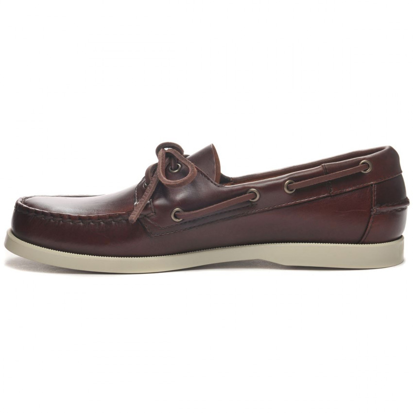 DOCKSIDES PORTLAND VEGTAN HAND TOTAL BRUSHED DARK BROWN-Chaussures bateau pour homme en cuir Portland