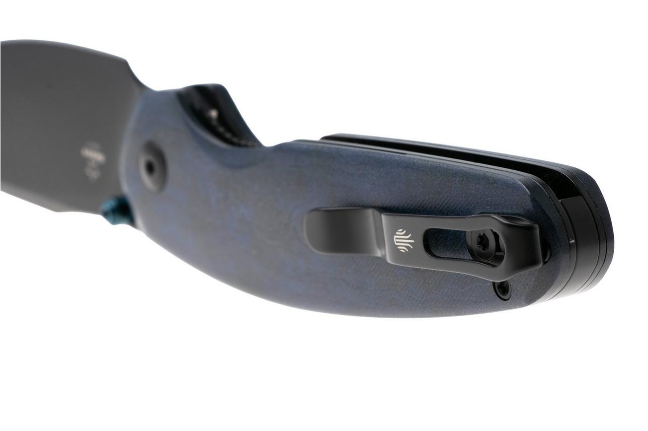 Kizer Meteora V3730A3, Black PVD Nitro-V, Blue Richlite zakmes, Evgeniy Bulychev design