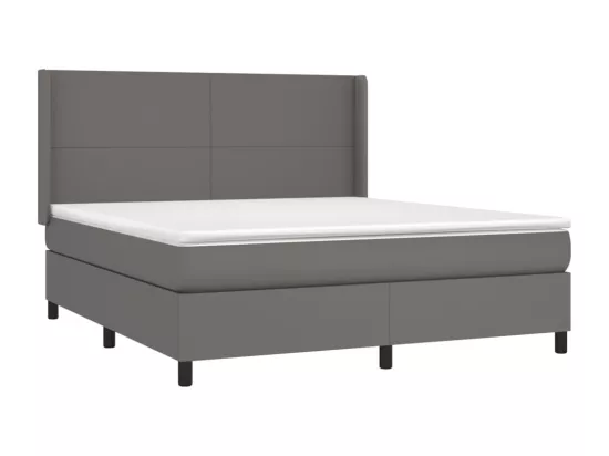 Sommier tapissier et matelas et LED Gris 180x200 cm Similicuir