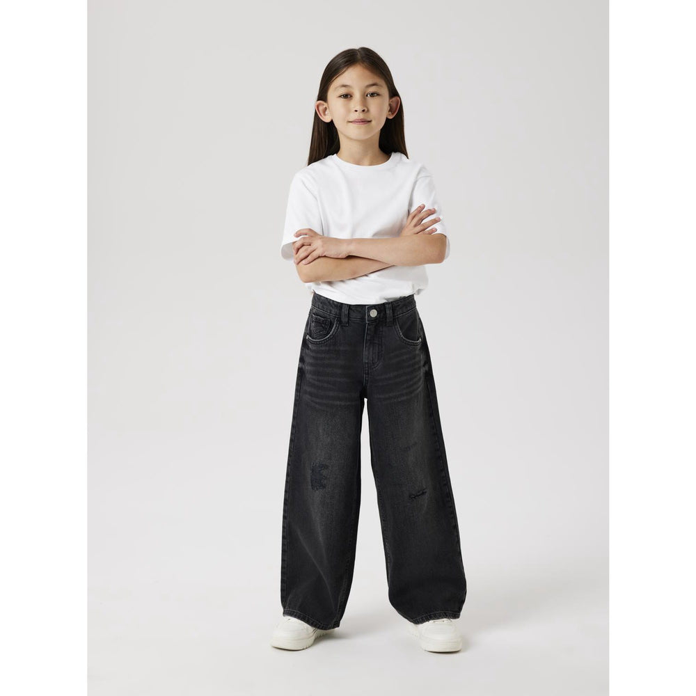 Køb Name It Black Denim Nkfrose Hw Wide Jeans Destr 1411-Be Noos