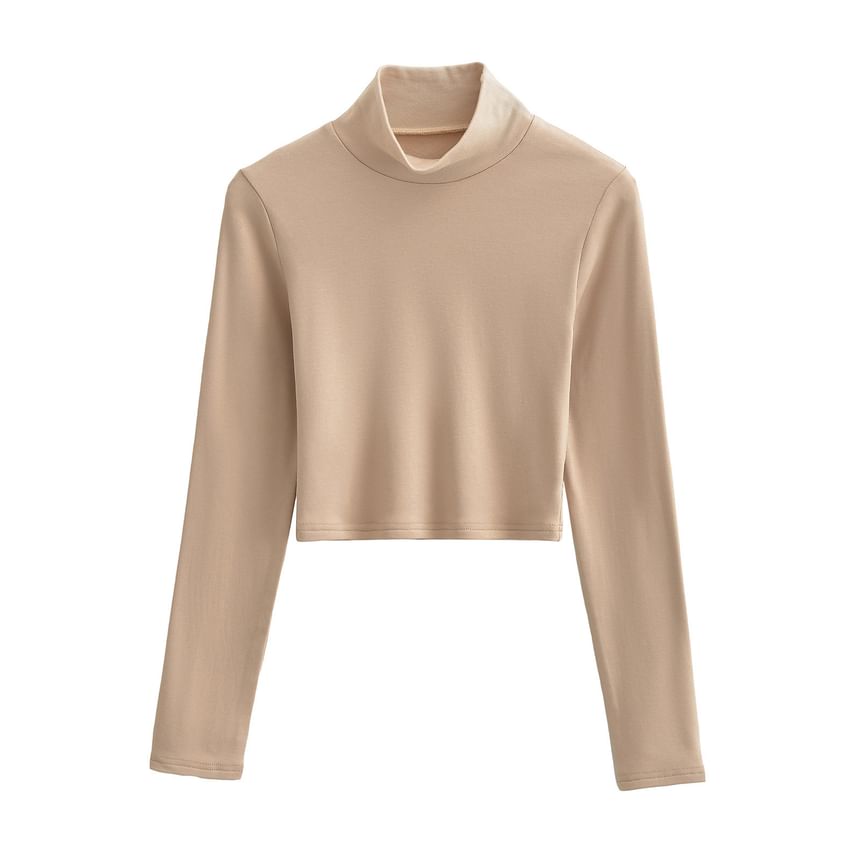 Klevy - Lange mouwen coltrui effen cropped T-shirt