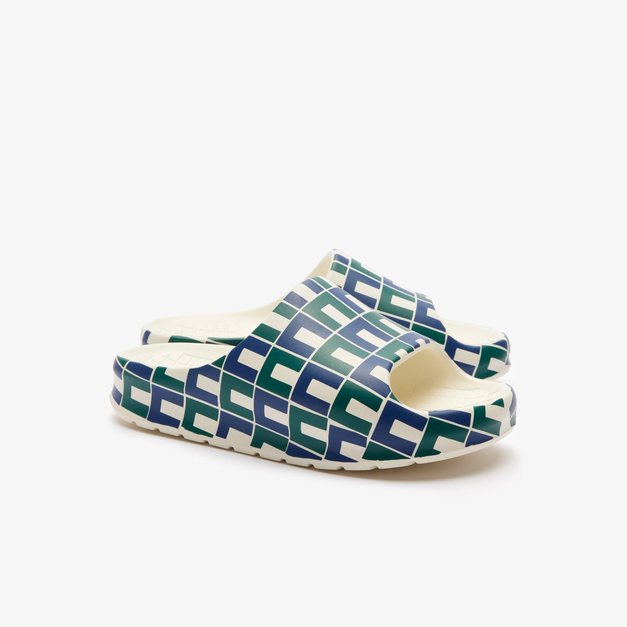 Claquettes Serve Slide 2.0 femme monogrammées Claquettes & Sandales - Bleu - Lacoste - Femme
