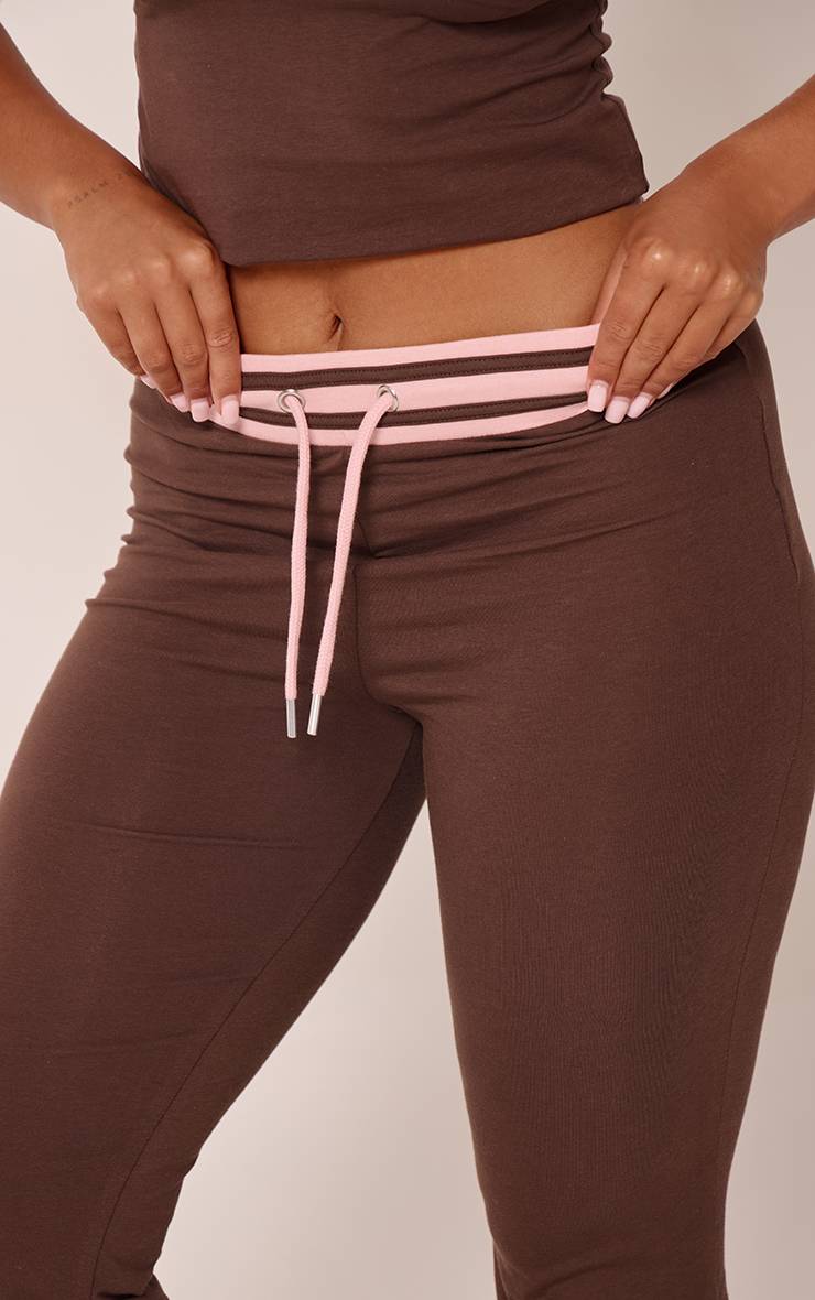 Chocolat Pantalon Droit En Molleton À Taille Contrastante Shape