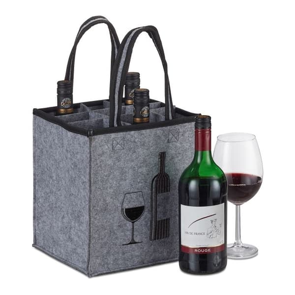 Flaskepose i filt for 9 vinflasker