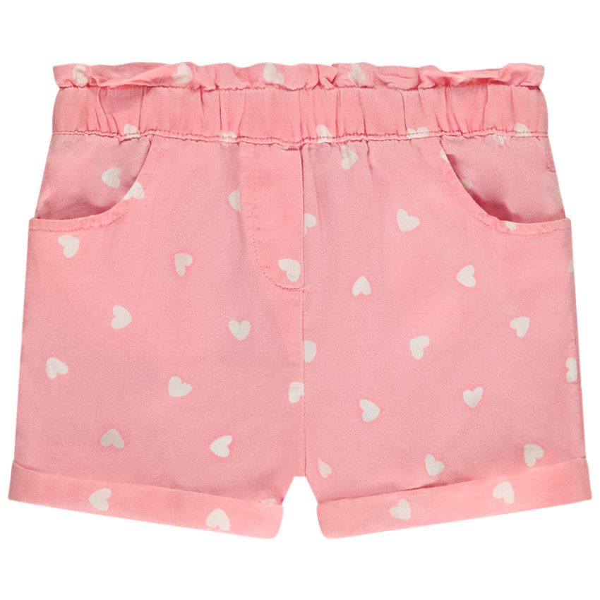 Short en toile imprimé cœurs pour bébé fille - Multicolore
