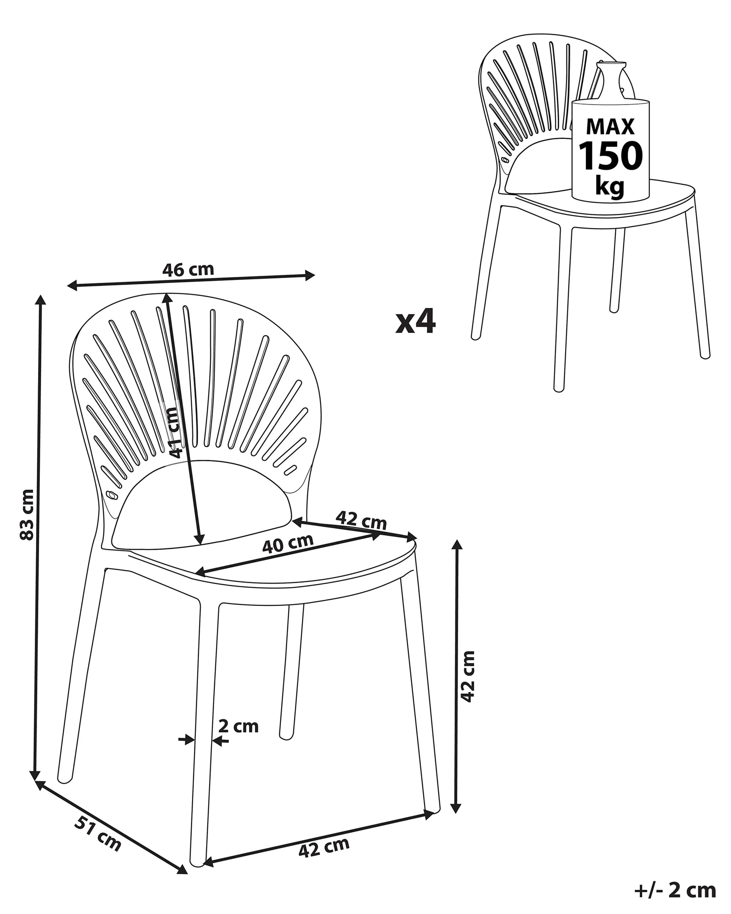 Set van 4 tuinstoelen OSTIA Wit