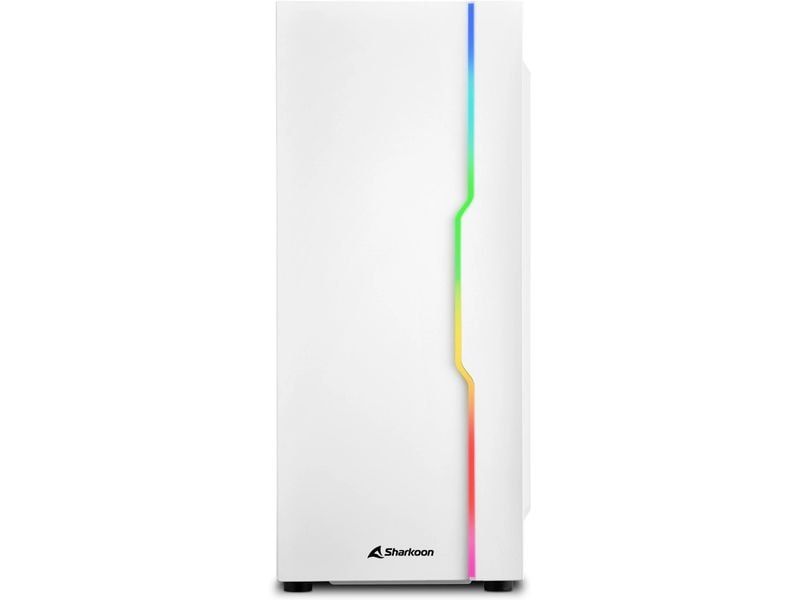 Sharkoon PC-Gehäuse RGB Slider Weiss Stylischer Gaming-Mid-Tower mit Sichtfenster und RGB-LED-Streifen