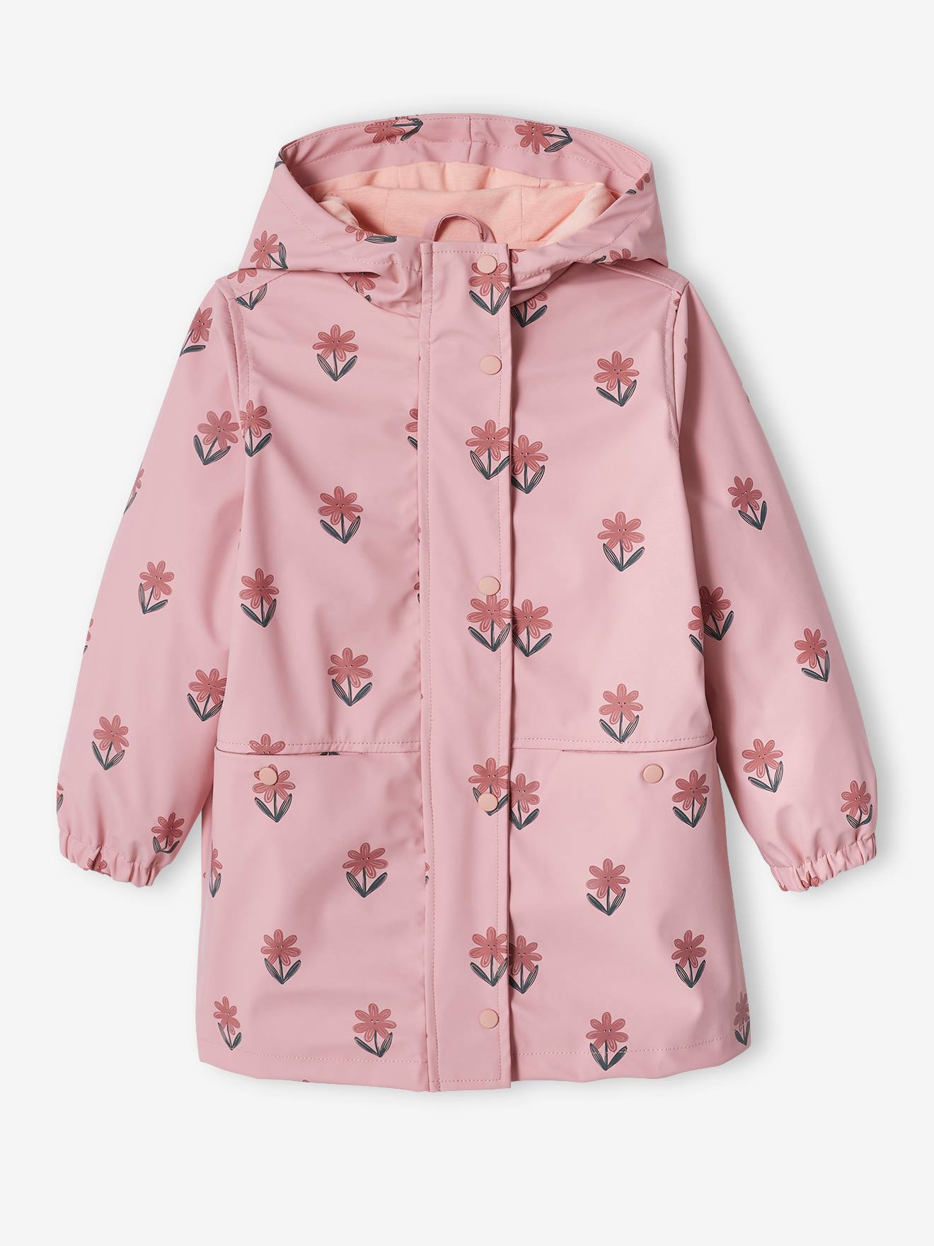 Capa de chuva com capuz e motivos florais, para meninas 6476