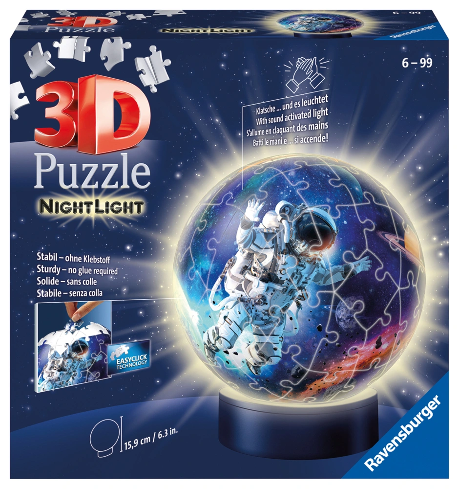 Ravensburger 3D Puzzle 11264 - Nachtlicht Puzzle-Ball Astronauten im Weltall - 7