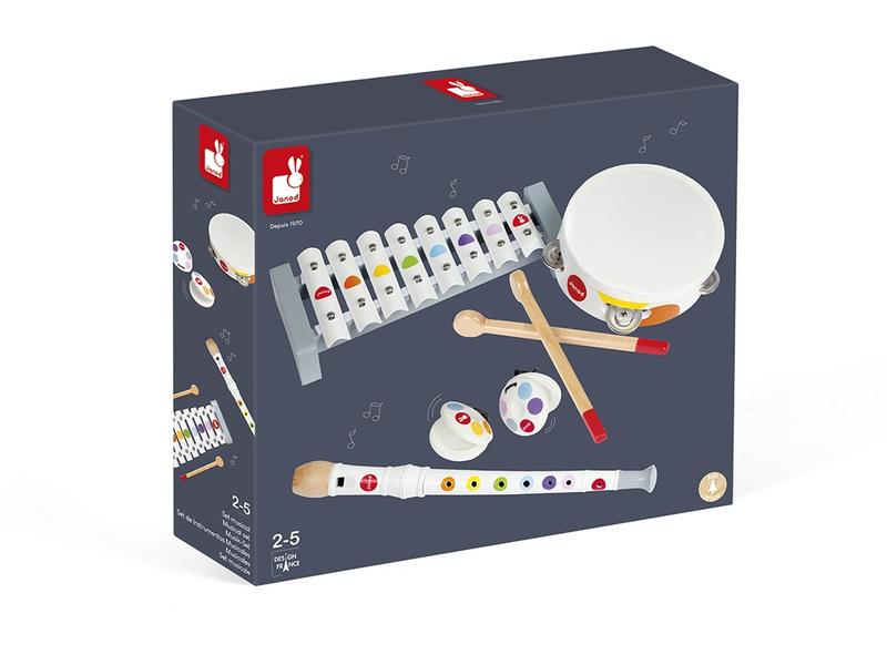 Janod Musikinstrument Musik-Set Konfetti 4-teilig Spielzeuginstrumente für Kinder