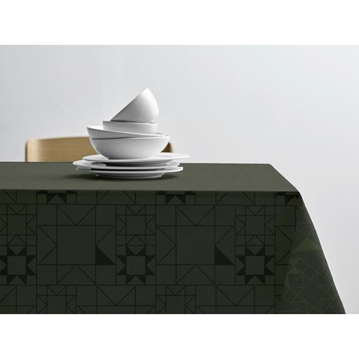 Södahl Star Damask Dug, Skovgrøn, 140x320 cm