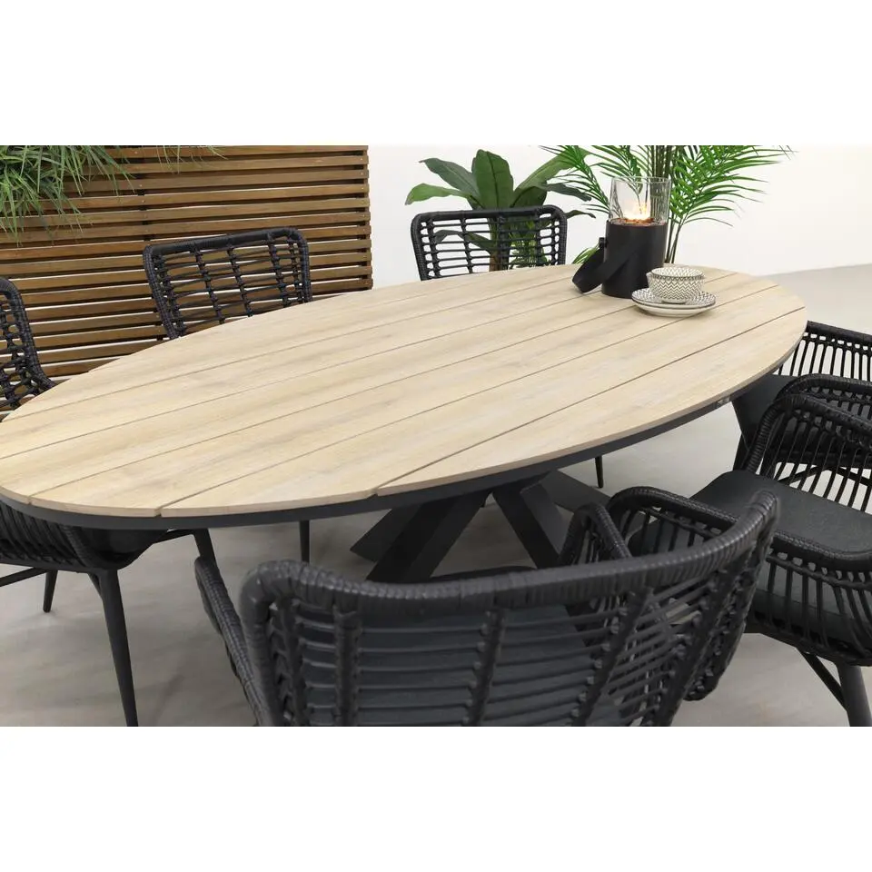 Garden Impressions Jasmine - Black/Edison 220x115 cm. - ovale tuinset