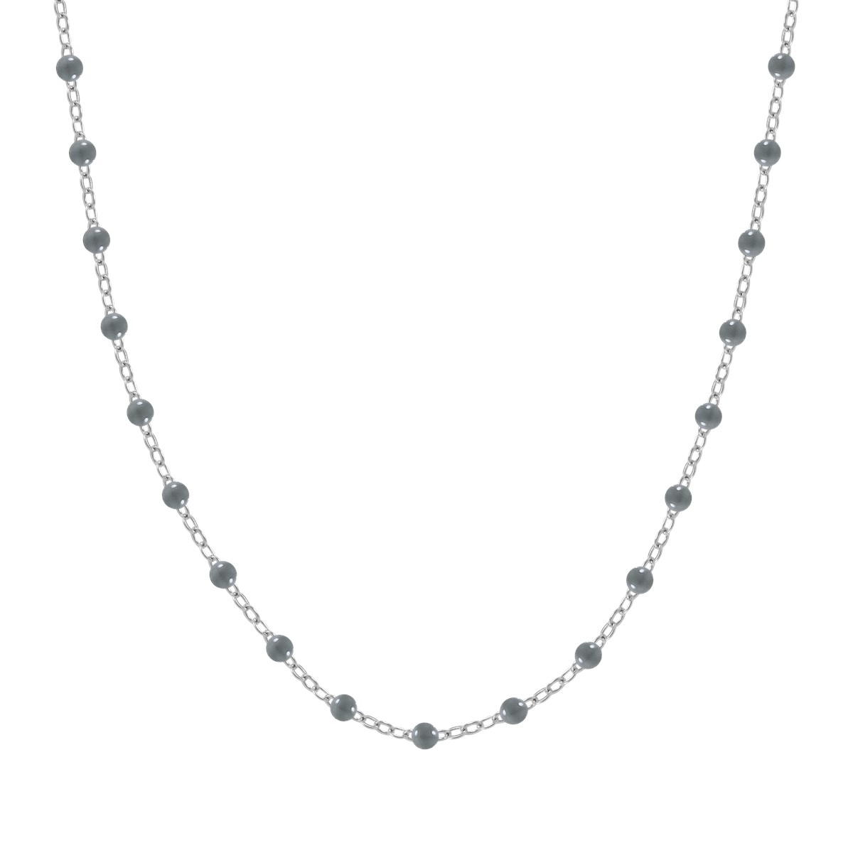 Collier à pierres grises en acier argenté