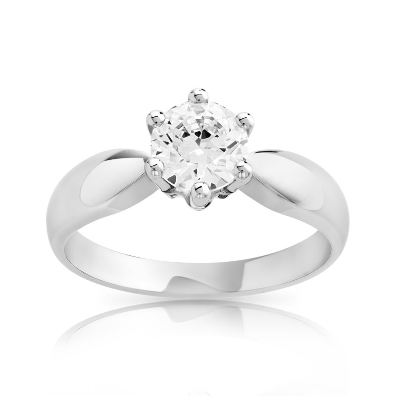 Bague solitaire or 750 blanc diamant 80/100e de ca