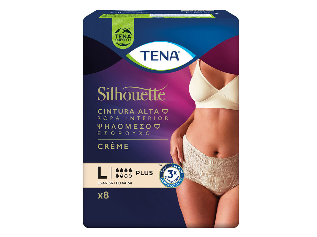 CUECAS INCONTINENCIA TAMANHO L CREME TENA SILHOUETTE 8 UN