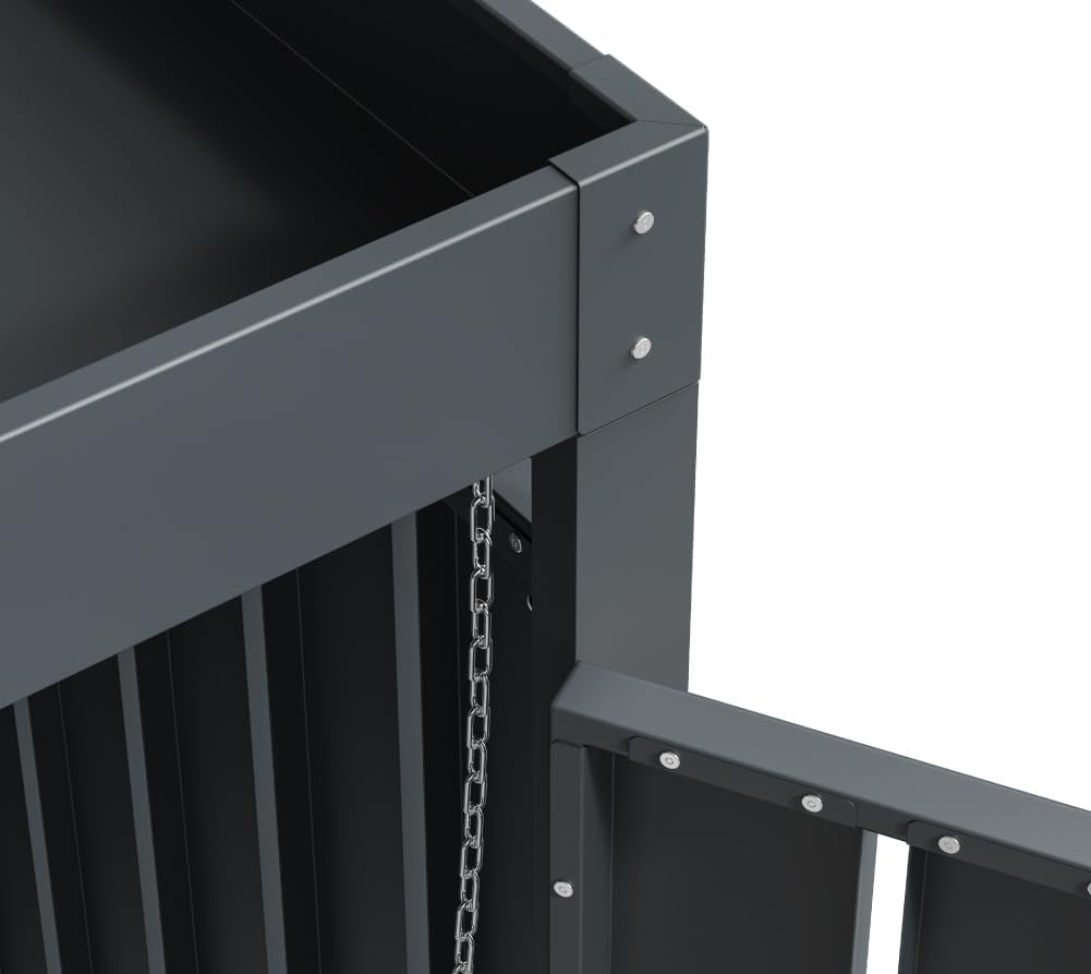 Westmann Metall Mülltonnenbox Planta 3x240 L Anthrazit Holzoptik Mülltonnenverkleidung mit Pflanzdach Pulverbeschichteter Stahl Abschließbare Flügeltüren Wetterfest & robust Mülltonnen Unterstand