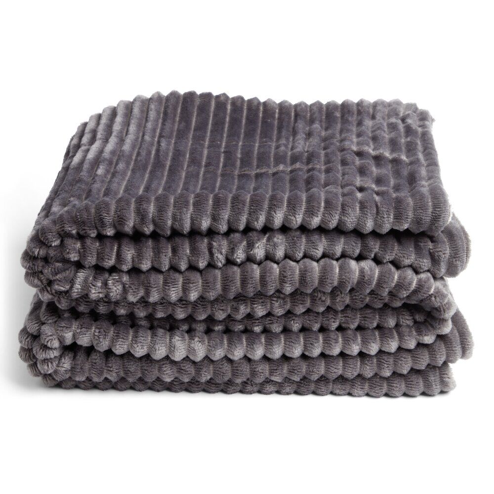 Plaid sherpa flanelle gris 130x160cm