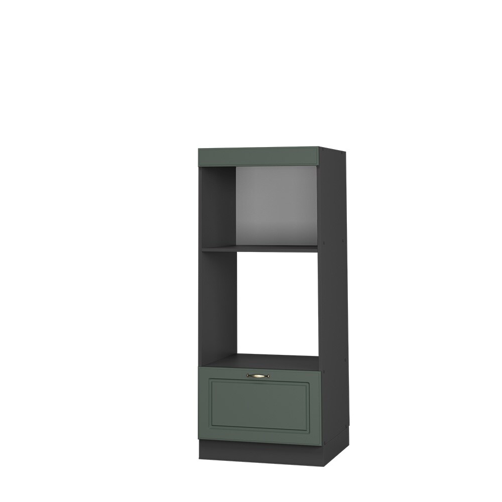 Vicco Mikrowellenumbauschrank Küchenschrank Küchenmöbel Fame-Line Landhaus Anthrazit Grün 60 cm Gold Küche Einbauküche Blende Hochschrank Schublade Mikrowelle Backofen Küchenzeile