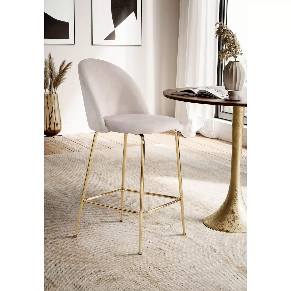 Barhocker 2er-Set Ardisa beige,gold