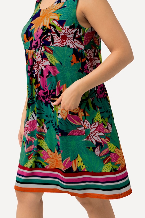 Jerseykleid, Dschungelmuster, Rundhals, ärmellos