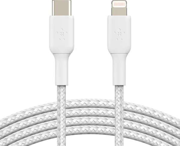Belkin BoostCharge - Lightning-kabel - 24 pin USB-C han til Lightning han - 2 m - hvid - USB Power Delivery (18 W)