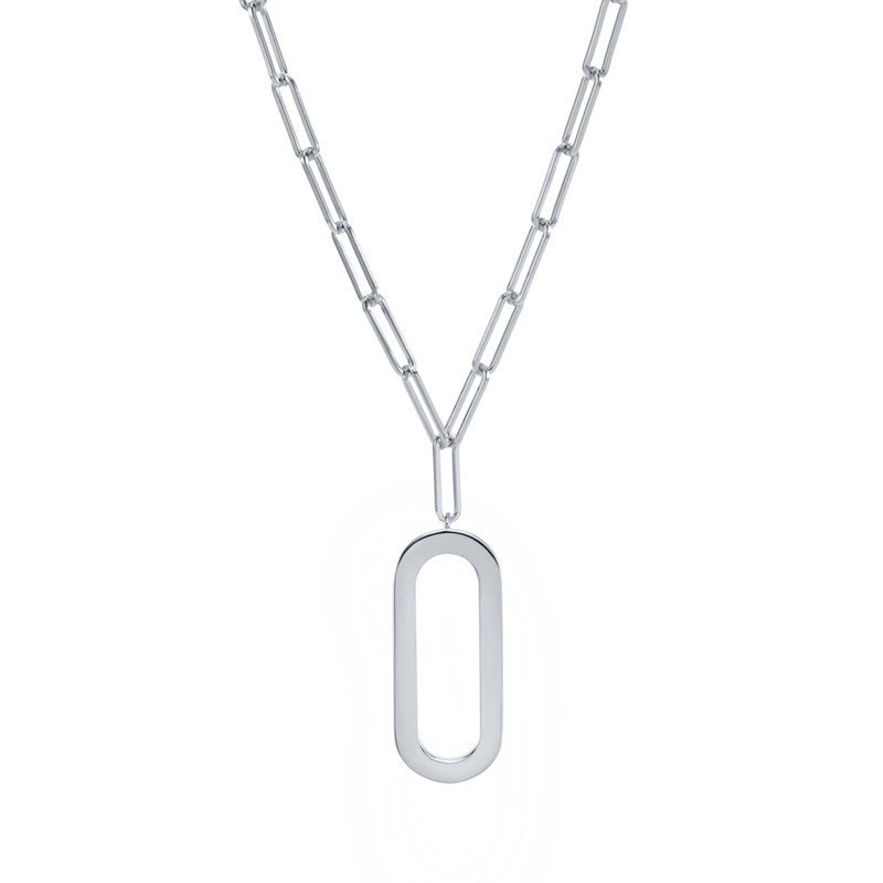 Collier Chaine Argent Rhodié Ovale Eva